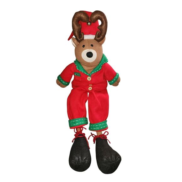 Christmas 28" Weighted Shelf Sitter Reindeer in Pajamas Decor - Picture 2 of 5
